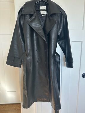 Abercrombie Black Leather Trench Coat - Women